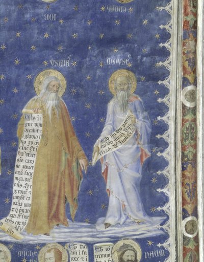 Los Profetas fresco en la Sala de la Gran Audiencia (La Cámara de Audiencia), detalle que representa a los Profetas Moisés e Isaías, c.1344-5 de Matteo Giovanetti